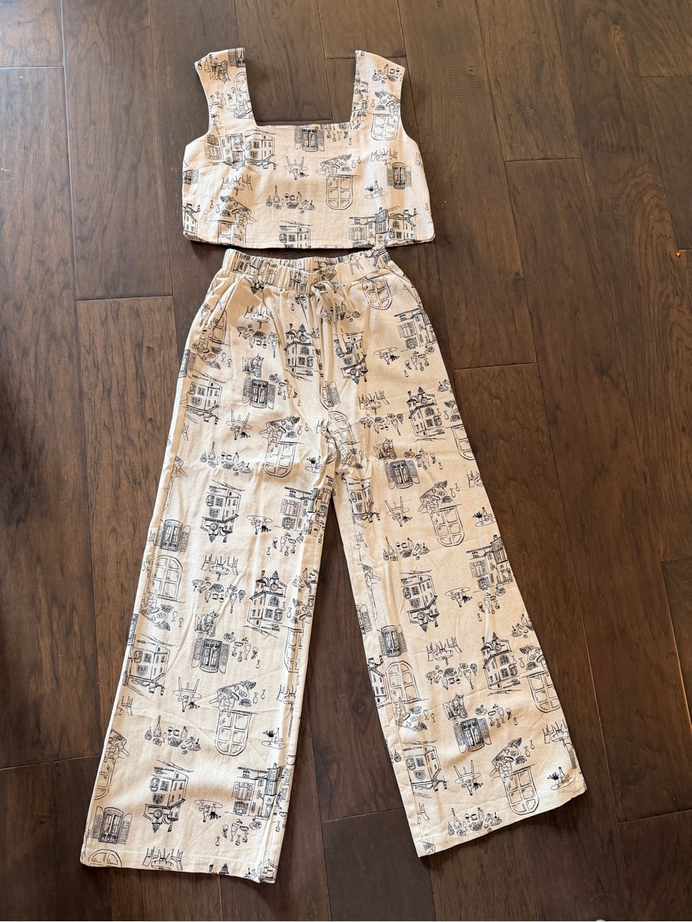 2 Piece Wide Leg Linen Pant/Top Set Size Small - Picture 5 of 10